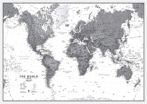black white world map